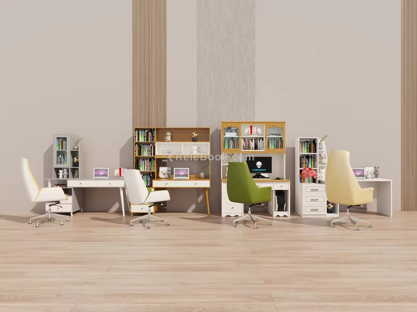 Modern desk chair computer desk 3d model