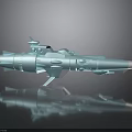Light Blue Streamlined Spacecraft Model With Detailed Structure For Cosmic Aerospace