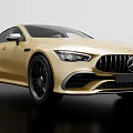 Golden Luxury Sports Coupe With Sleek Body Design Black Alloy Wheels And LED Headlights