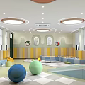 School Indoor Play Area With Ball Pit Slide And Wall Decors 3d model