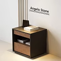 Dark Wooden Nightstand With Drawer Books And Small Clock On Top