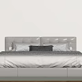 Modern Double Bed With Upholstered Headboard Light Gray Bedding And Plush Pillows 3d model