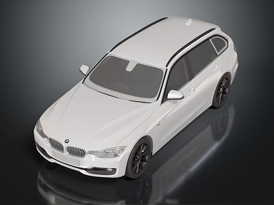 White BMW Estate Car With Black Roof Rails Sleek Lines And Modern Design 3d model