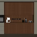 Wooden Sideboard With Vertical Slat Back Panel Coffee Machine Blender And Canisters