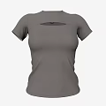 Gray Short Sleeve T shirt With Front Cutout Design For Women Casual Wear