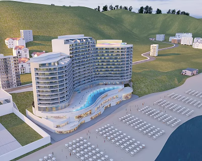 Modern Hotel Architecture Building Exterior 3d model