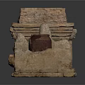 Ancient Stone Structure With Platform And Roofed Stove Opening Design 3d model