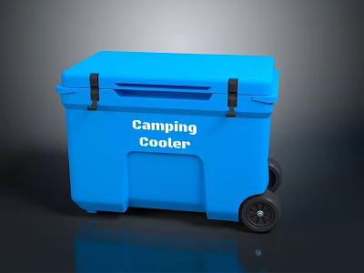 Blue Portable Camping Cooler With Wheels For Outdoor Food And Drink Storage 3d model