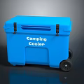 Blue Portable Camping Cooler With Wheels For Outdoor Food And Drink Storage 3d model
