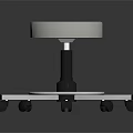 Modern Bar Stool With White Padded Seat Black Stem And Wheeled Cross Base