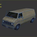 Beige Vintage Van with Classic Body Design Black Windows Steel Wheels on Dark Reflective Surface
