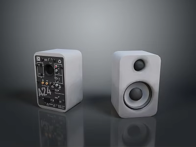Modern Studio Monitor Speakers With Concrete Finish Control Panel And Dual Drivers 3d model