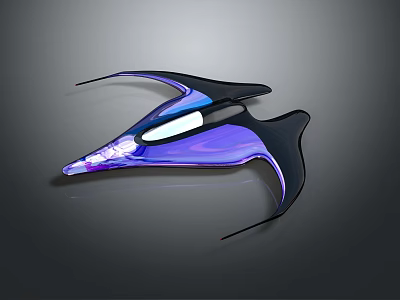 Futuristic Spacecraft With Aerodynamic Design And Violet Blue Sheen For Interstellar Exploration 3d model