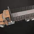 Brown Durable Utility Truck With Front Grille And Open Cargo Bed Design 3d model