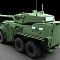 Green Military Wheeled Tank With Long Cannon And Modern Exterior Design