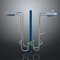 Double Platform Sports Equipment With Metal Frame And Blue Vertical Post For Fitness Training
