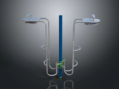 Double Platform Sports Equipment With Metal Frame And Blue Vertical Post For Fitness Training 3d model