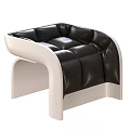 Black Leather Modern Accent Chair With Padded Seats And Curved Arms
