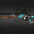 High Quality Tactical Camouflage Rifle With Scope And Blue White Pattern Design 3d model