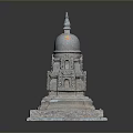 Traditional Stone Pagoda Architecture With Multi tiered Structure Dome Top And Square Base Design