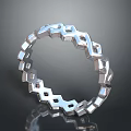 Stylish Silver Ring With Interlocking Geometric Patterns And Shiny Metallic Finish 3d model