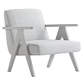 Modern Minimalist Accent Chair With Upholstered Fabric Seat And Wooden Angled Legs