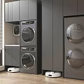 Modern Gray Balcony Cabinet With Built In Washer Dryer And Storage Solutions