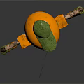 Orange Metallic Robot Character Wearing Green Cap With Mechanical Arms And Legs