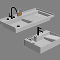 Modern White Ceramic Washbasin With Chrome Faucet And Drainage Area Design