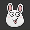 Cartoon Rabbit Head With Big Ears Pink Inner Ears Blushing Cheeks And Sticking Tongue