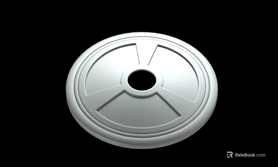 White Circular Component With Central Hole And Radial Grooves Design 3d model 