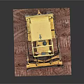 Yellow Bulldozer Model With Tracks Blade On Red Mat Dark Background 3d model