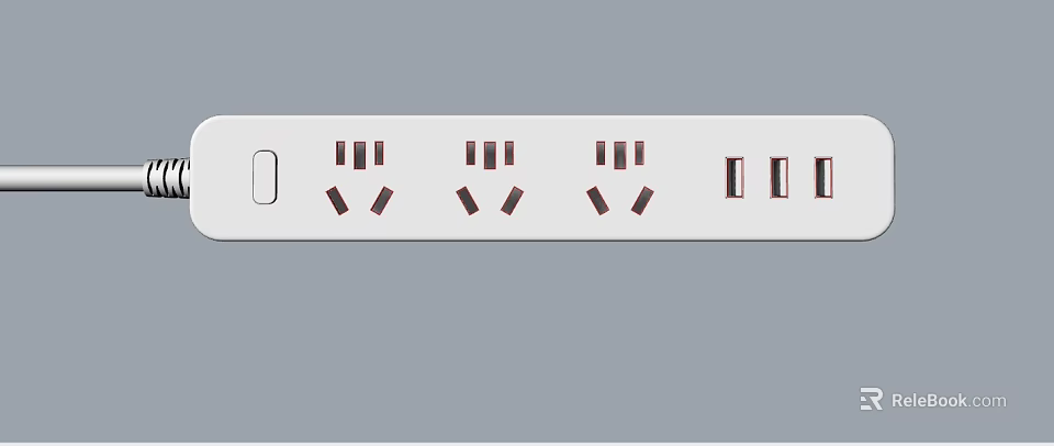 White Electrical Socket Panel With Multiple Three And Two Pin Outlets Design 3d model 