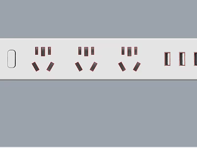 White Electrical Socket Panel With Multiple Three And Two Pin Outlets Design 3d model