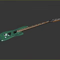 Green Electric Guitar With Wood Grain Body And Brown Neck Pickups Tuning Knobs