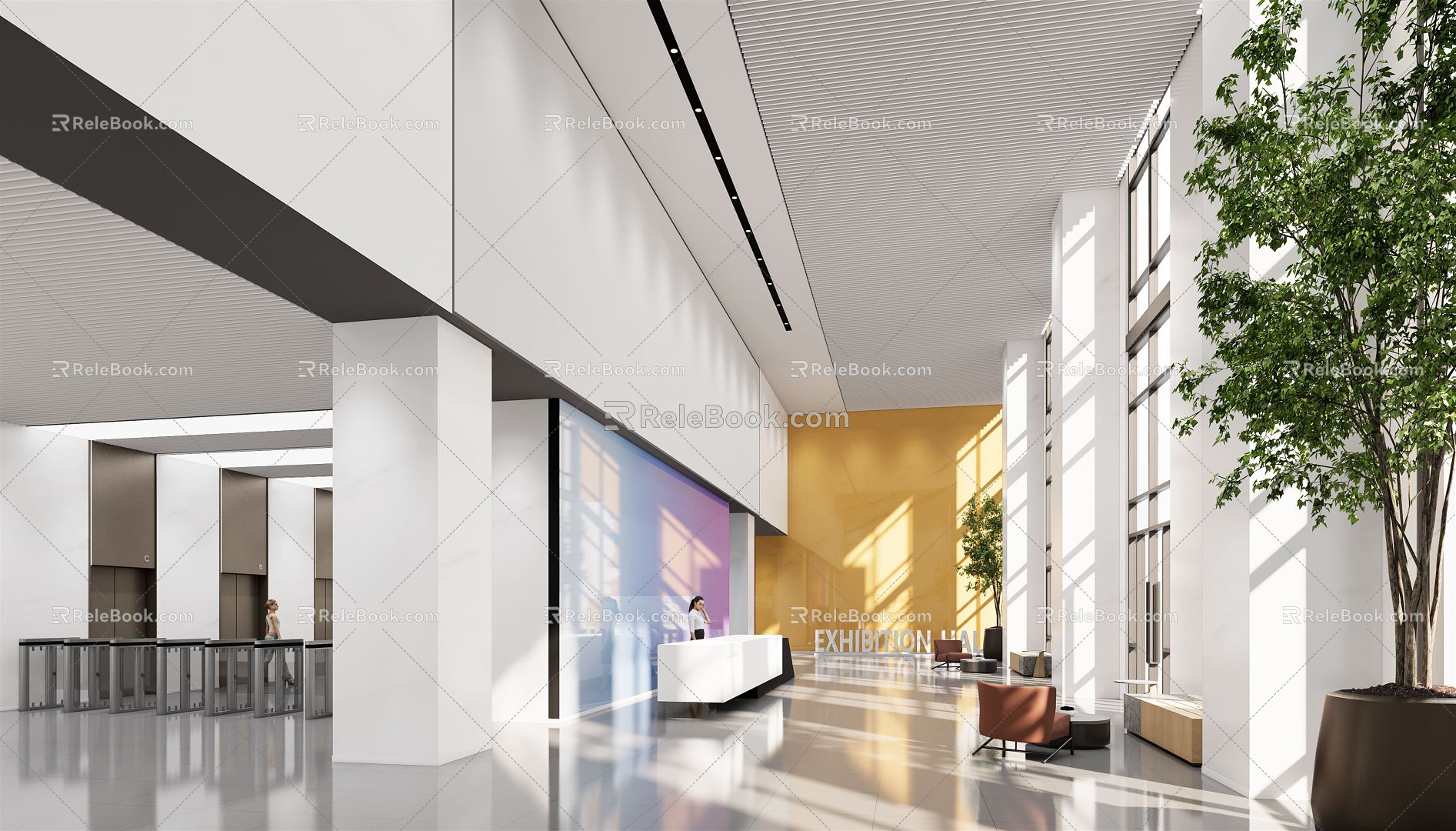 Modern Hall Corporate Lobby 3d model