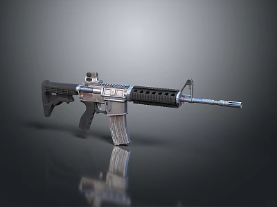 Modern Tactical Weapon Rifle With Metal Barrel Magazine And Stock 3d model
