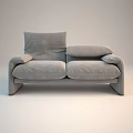 Comfortable Gray Two-Seater Sofa With Soft Fabric Armrests And Modern Design 3d model