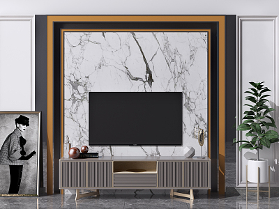 Modern TV background wall model