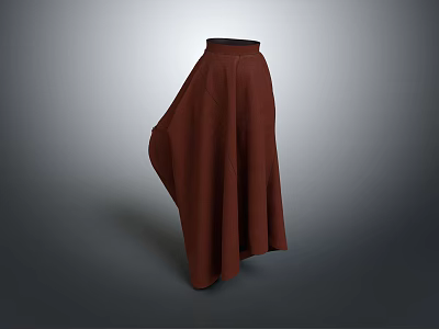 Comfortable Brown Flowy Long Skirt With Soft Fabric For Women Fashion 3d model