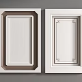 Two Modern Ceiling Designs With White Frames And Brown Decorative Trim Details 3d model