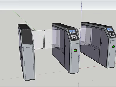 Public Facilities Turnstiles With Digital Displays Green Indicators And Transparent Barriers 3d model