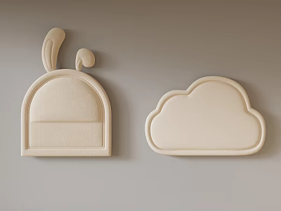 Soft Beige Upholstered Wall Decor With Rabbit Ear And Cloud Shapes 3d model Soft Beige Upholstered Wall Decor With Rabbit Ear And Cloud Shapes 3d model