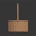 Wicker Storage Basket With Rope Handle For Household Everyday Use 3d model