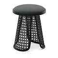 Black Modern Stool with Perforated Mesh Design and Three Legged Base