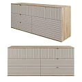 Light Gray And Oak Storage Cabinet With Vertical Striped Drawers Design 3d model