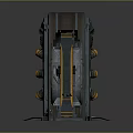 Futuristic Cabin Interior With Circular Hatch And Yellow Mechanical Panels