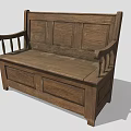 Outdoor Wooden Bench with Backrest Armrests and Storage Compartment Design