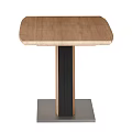 Modern Wooden Dining Table With Unique Slanted Legs And Gray Base 3d model