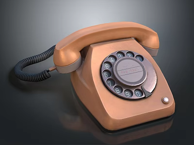 Vintage Copper Rotary Dial Telephone With Classic Design And Retro Style 3d model